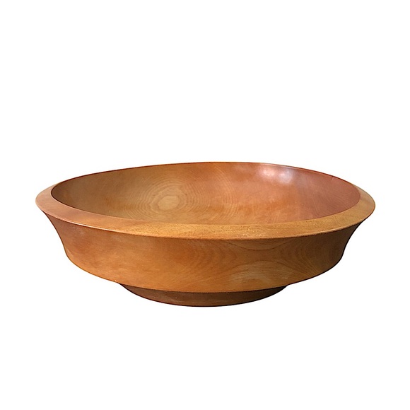Woodpecker Woodware Vintage Hand Made In Japan Wood Serving Bowl Dish 10" - Picture 1 of 12